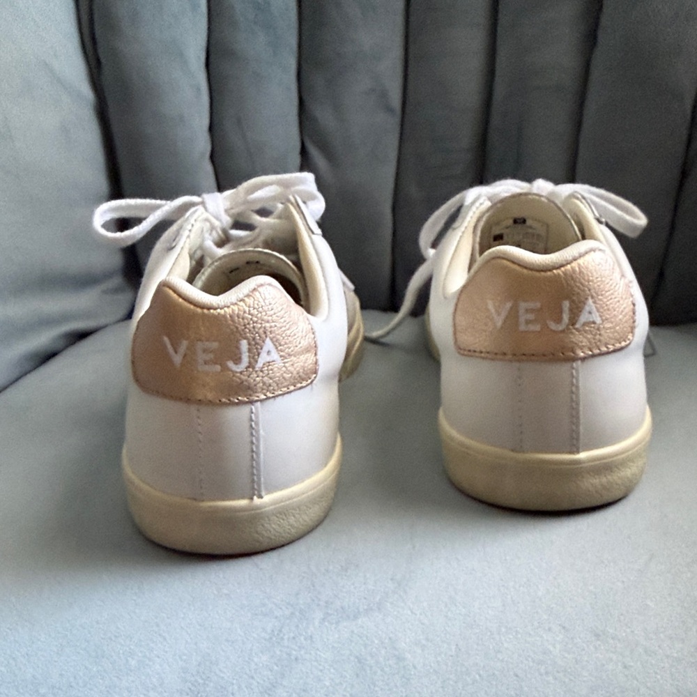 Veja Esplar Logo Leather Sneakers Extra White/ Platine 40 / 9 With Box - Picture 4 of 11